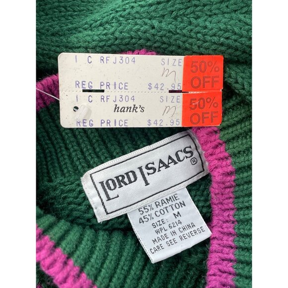 Vintage 90s Lord Isaacs Sweater Size Medium Nordic Cable Knit Cozy Deadstock NEW - Picture 4 of 5